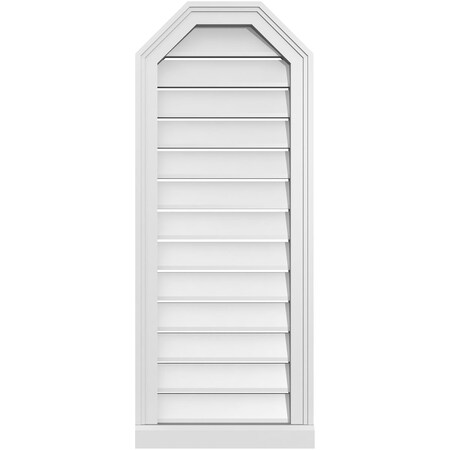 Ekena Millwork Octagonal Top Surface Mount PVC Gable Vent w/ 2"W x 2"P Brickmould Sill Frame, 16"W x 40"H GVPOT16X4003SF